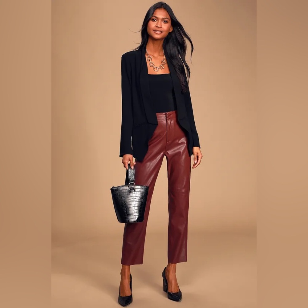 Lulus Open Minded Burgundy Vegan Leather Pants